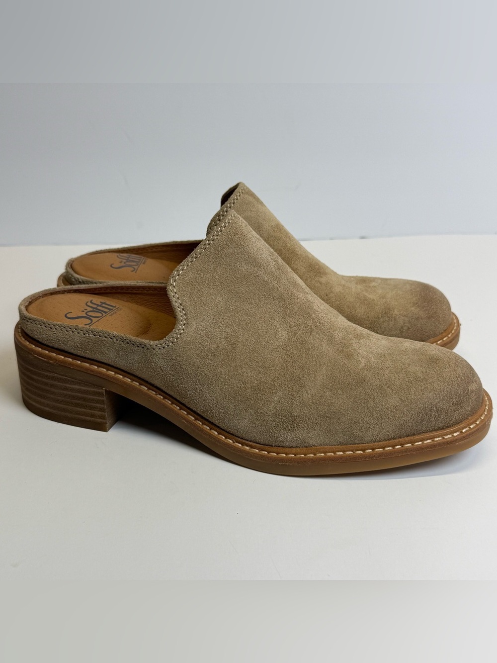 Taupe Suede Slip-On Mule